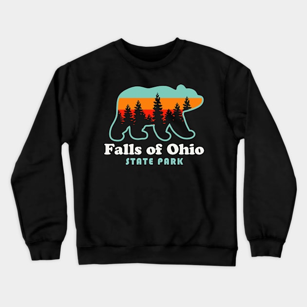 Falls of Ohio State Park Bear Clarksville Indiana Crewneck Sweatshirt by PodDesignShop